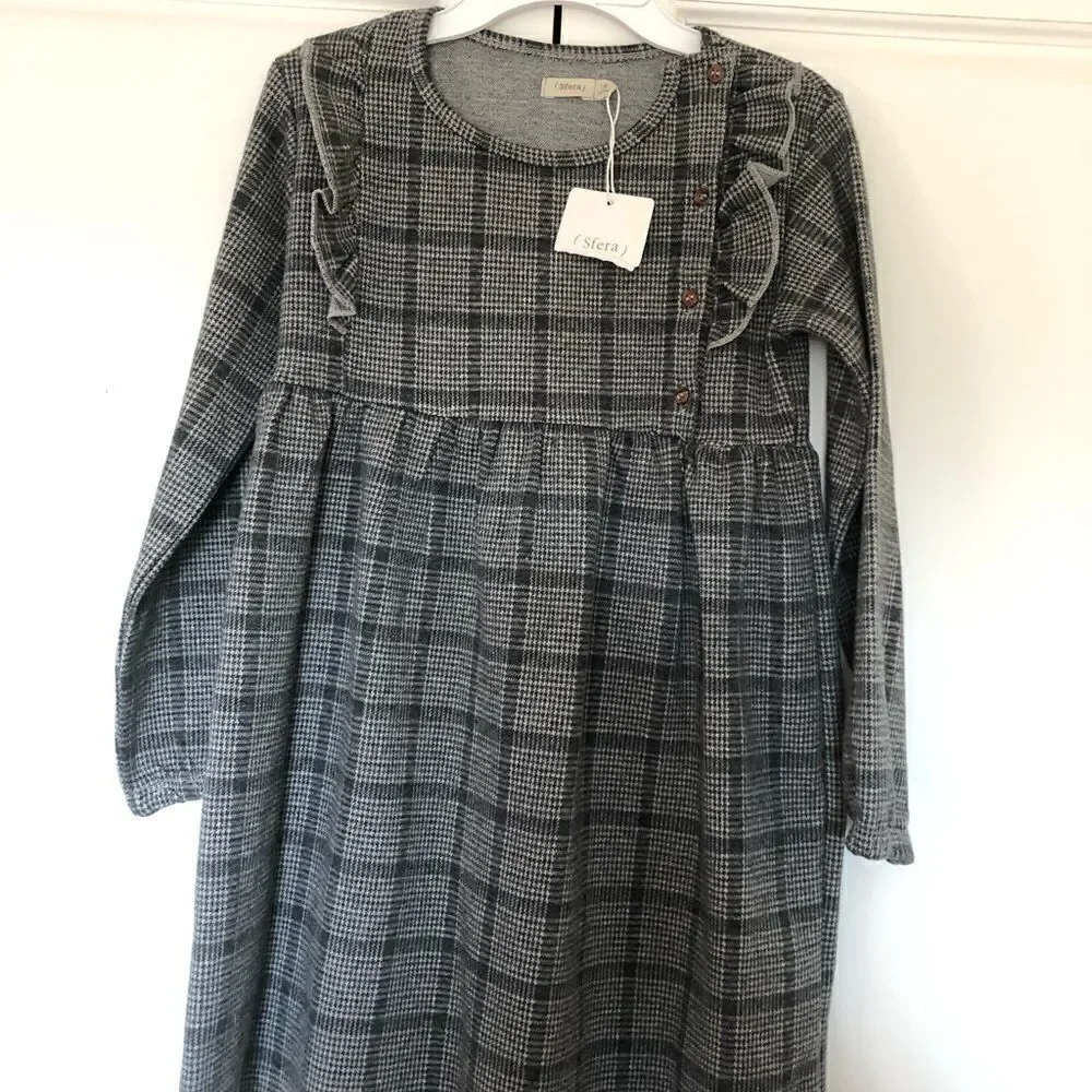 Sfera Girls’ Black & Grey Plaid Dress‎